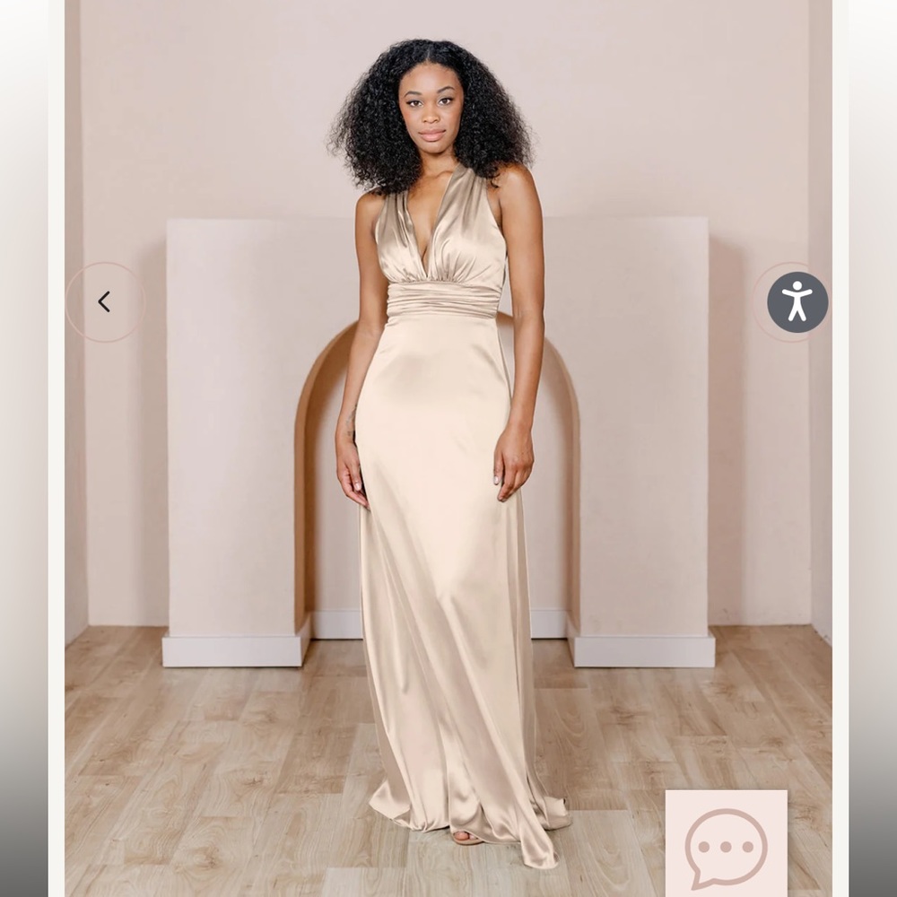 Revelry Bridesmaid Gold Champagne Dress